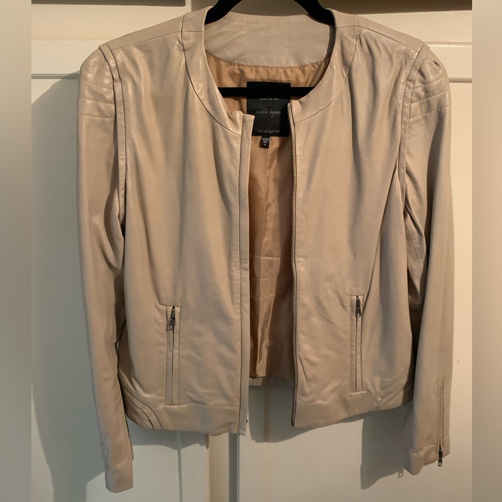 Sanctuary Real Leather Tan Zip up jacket